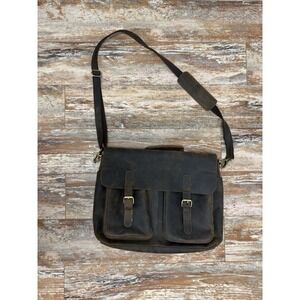 Komalc Brown Leather Messenger Laptop Bag 15 Inch Multi Compartment